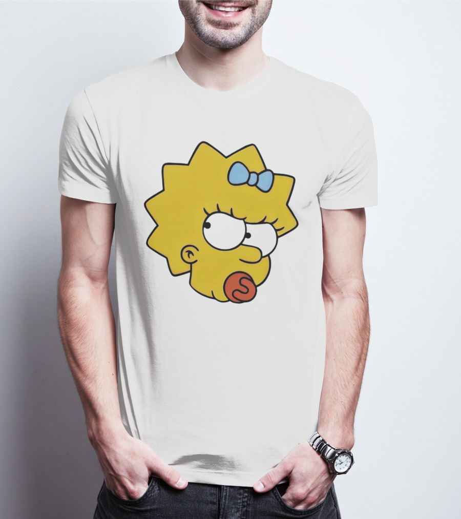 Manicita The Simpsons Maggie Angry Face With Pacifier And Bow T-Shirt