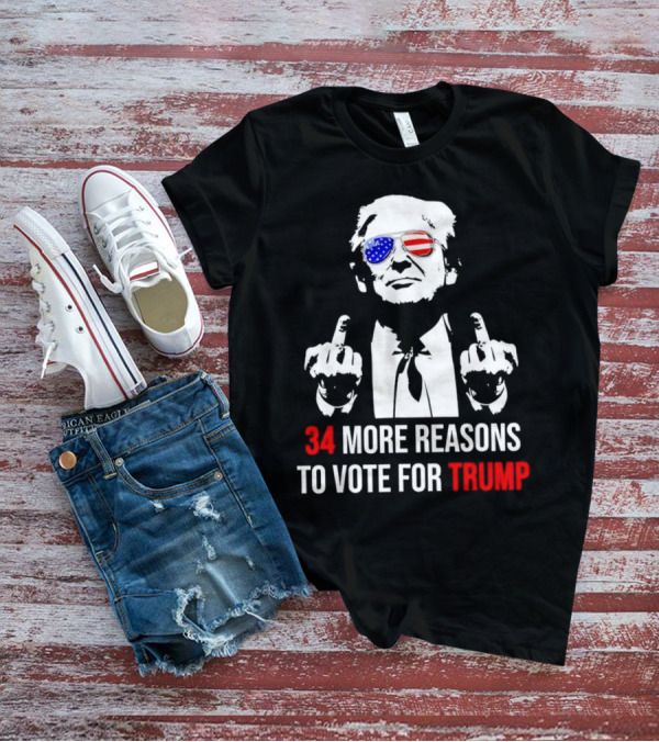 34 More Reasons To Vote For Trump USA Flag Glasses T-Shirt