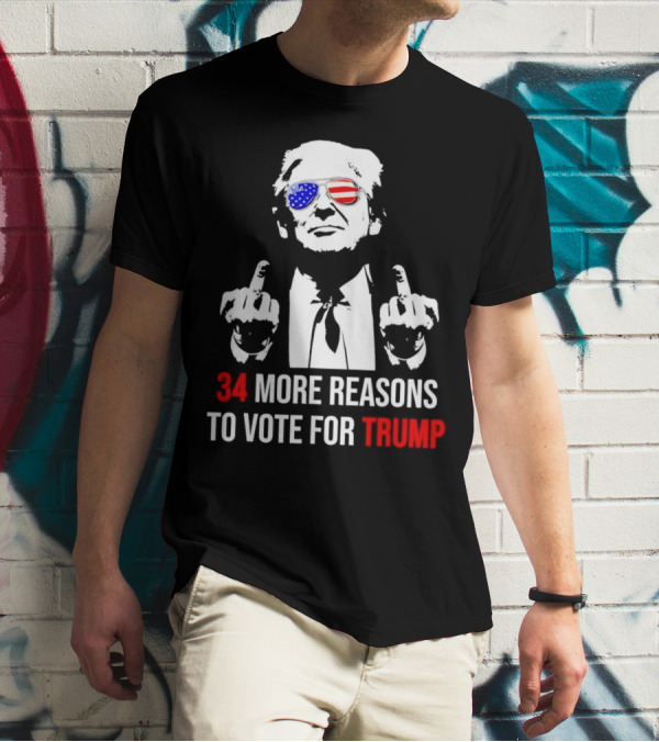 34 More Reasons To Vote For Trump USA Flag Glasses T-Shirt