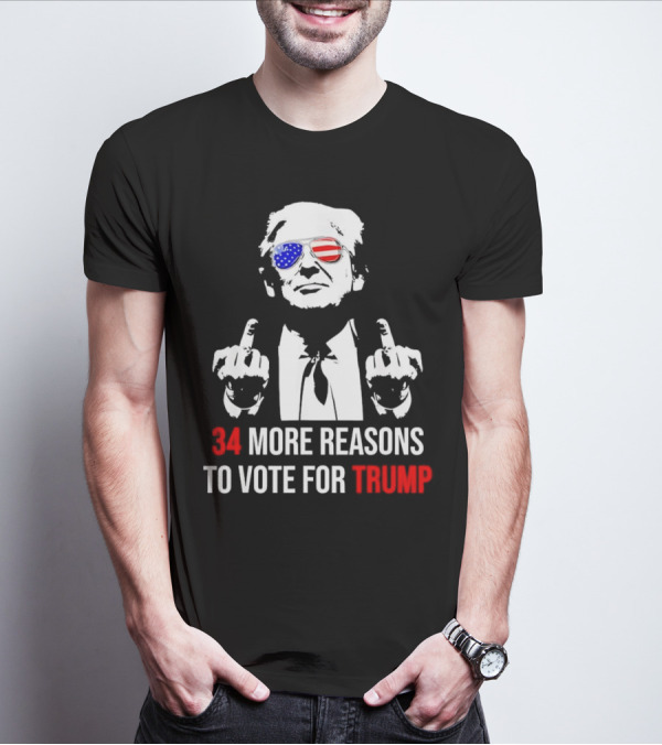 34 More Reasons To Vote For Trump USA Flag Glasses T-Shirt
