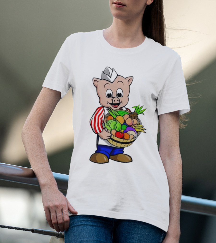 Piggly Wiggly Palmetto Pig With Basket Of Fresh Vegetables T-Shirt