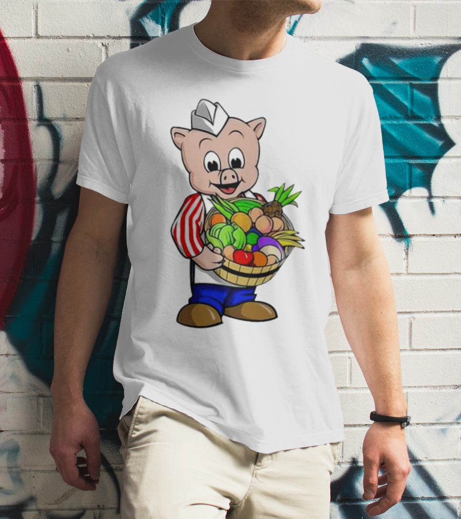 Piggly Wiggly Palmetto Pig With Basket Of Fresh Vegetables T-Shirt