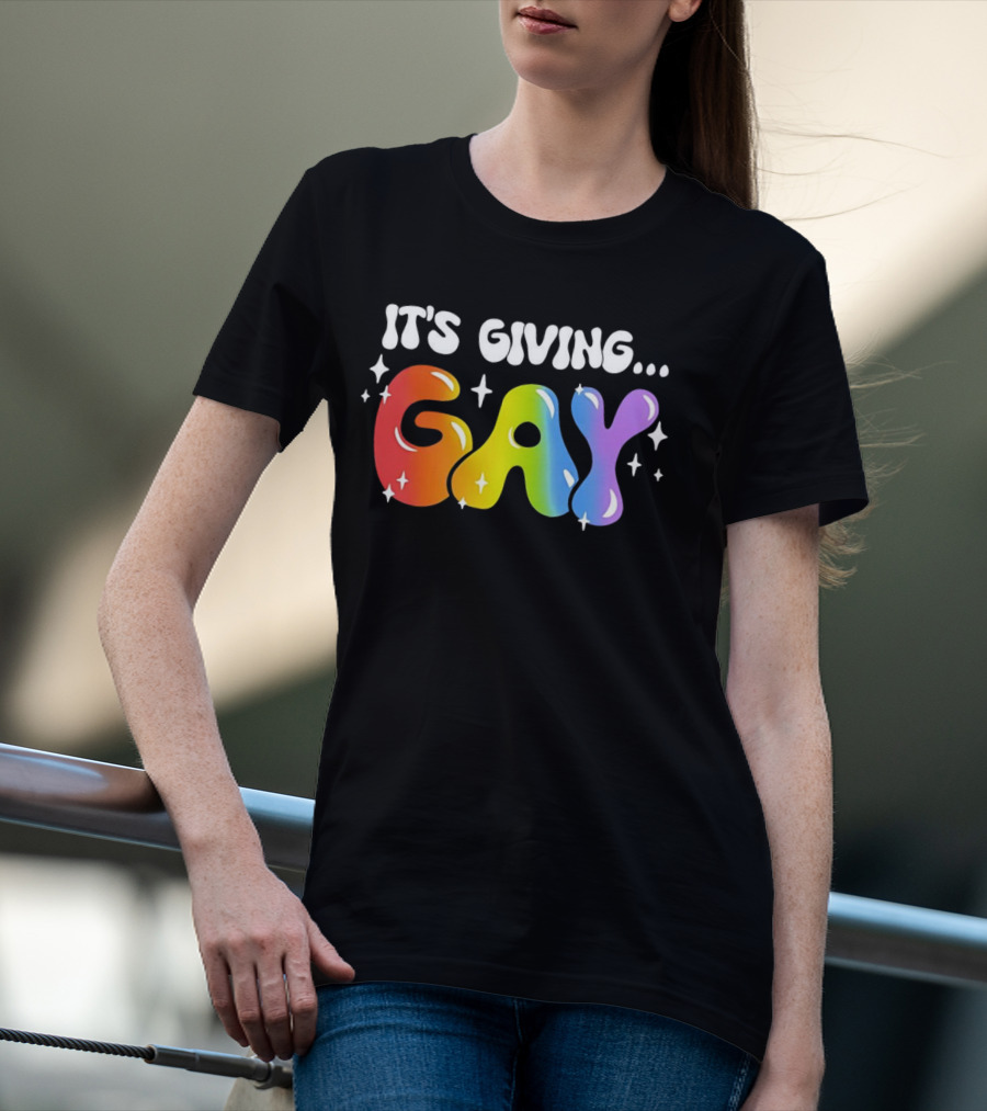 It's Giving Gay Pride Rainbow Sparkles T-Shirt