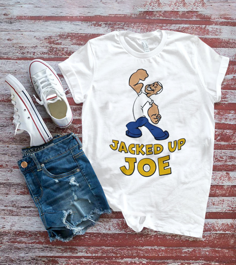 Jacked Up Joe Cartoon Flexing Character T-Shirt