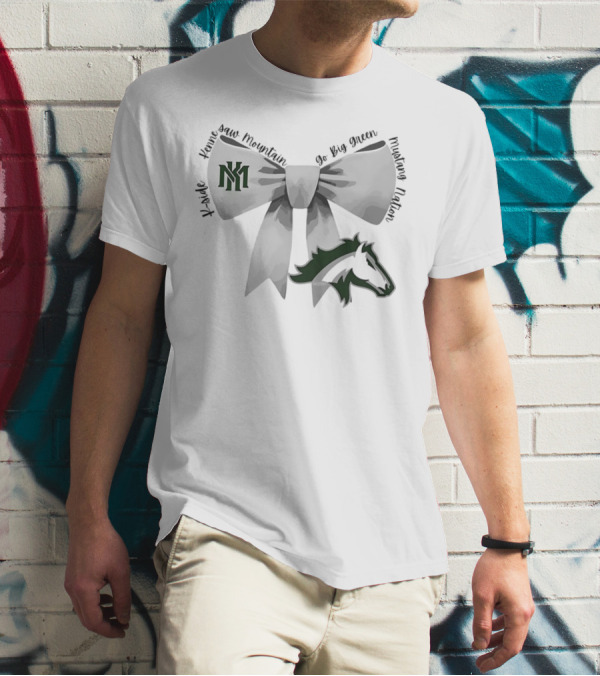 Bowtie Kennesaw Mountain Mustangs K-M Go Big Green Mustang Nation T-Shirt