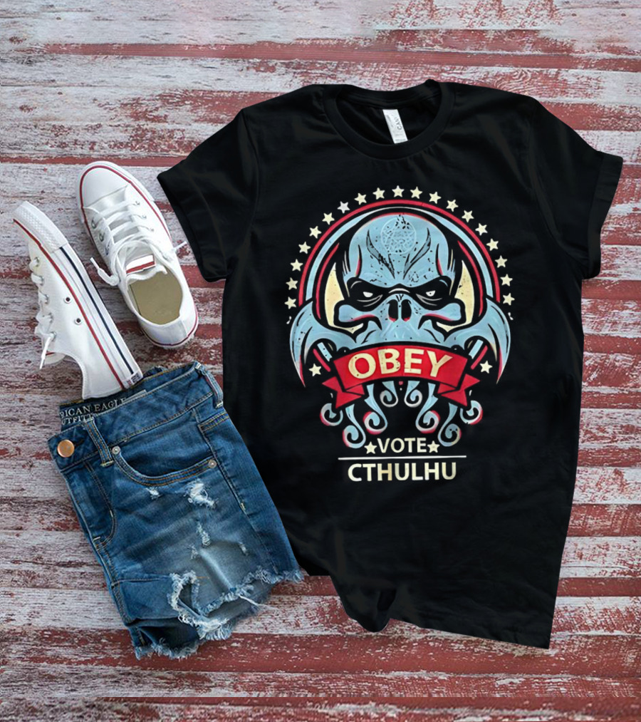 Obey Vote Cthulhu Political Parody Monster T-Shirt