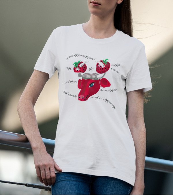 Strawberry Bull Barbed Horns T-Shirt