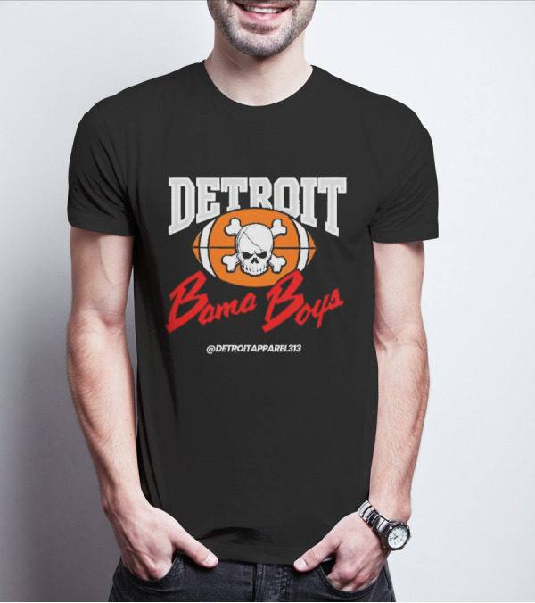 Detroit Bama Boys Skull Football @DetroitApparel313 T-Shirt