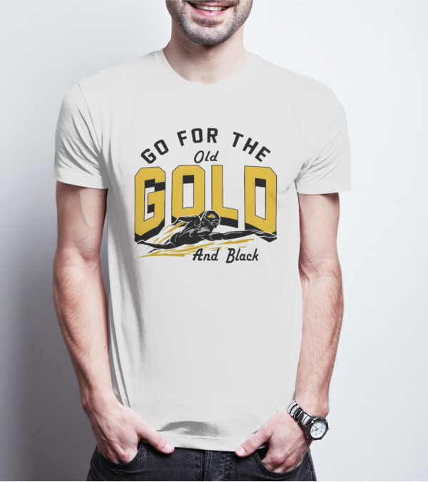 Go For The Old Gold And Black Gold Letters Swimming Scene T-Shirt