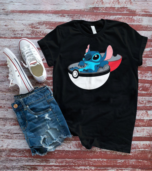 The Stitch Relaxing In Poké Ball Fusion Concept T-Shirt