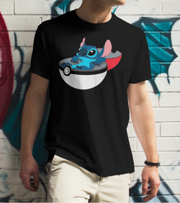 The Stitch Relaxing In Poké Ball Fusion Concept T-Shirt