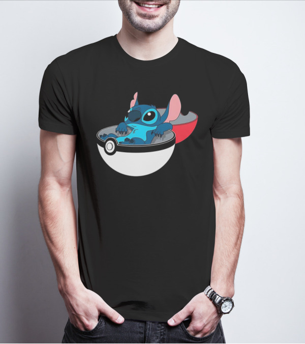 The Stitch Relaxing In Poké Ball Fusion Concept T-Shirt