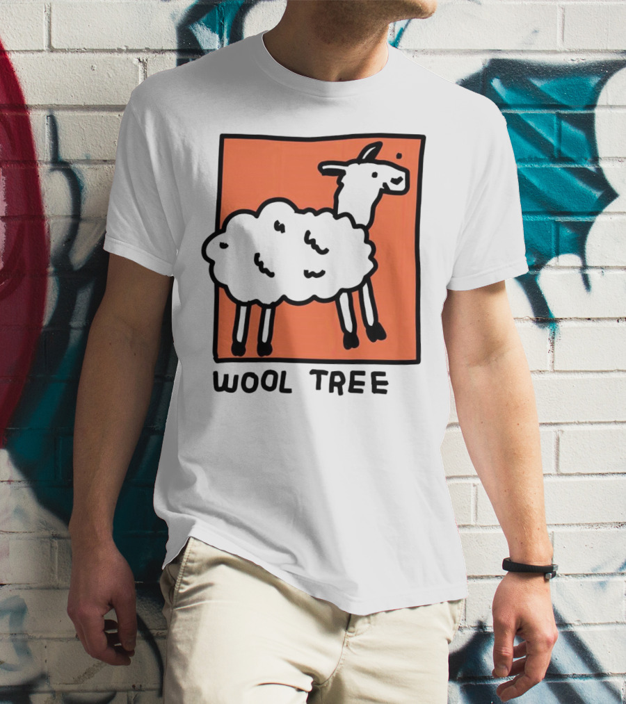 Wool Tree Black Sheep Illustration On Orange Background T-Shirt