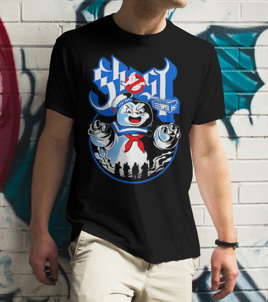 Stay Puft Marshmallow Man Ghostbusters Inspired With Ghostbusters Logo T-Shirt
