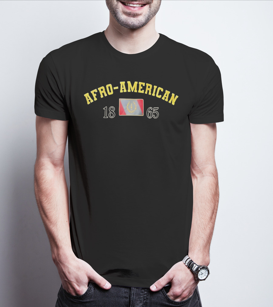 Afro American Heritage 1865 Emblem With Vintage Flag T-Shirt