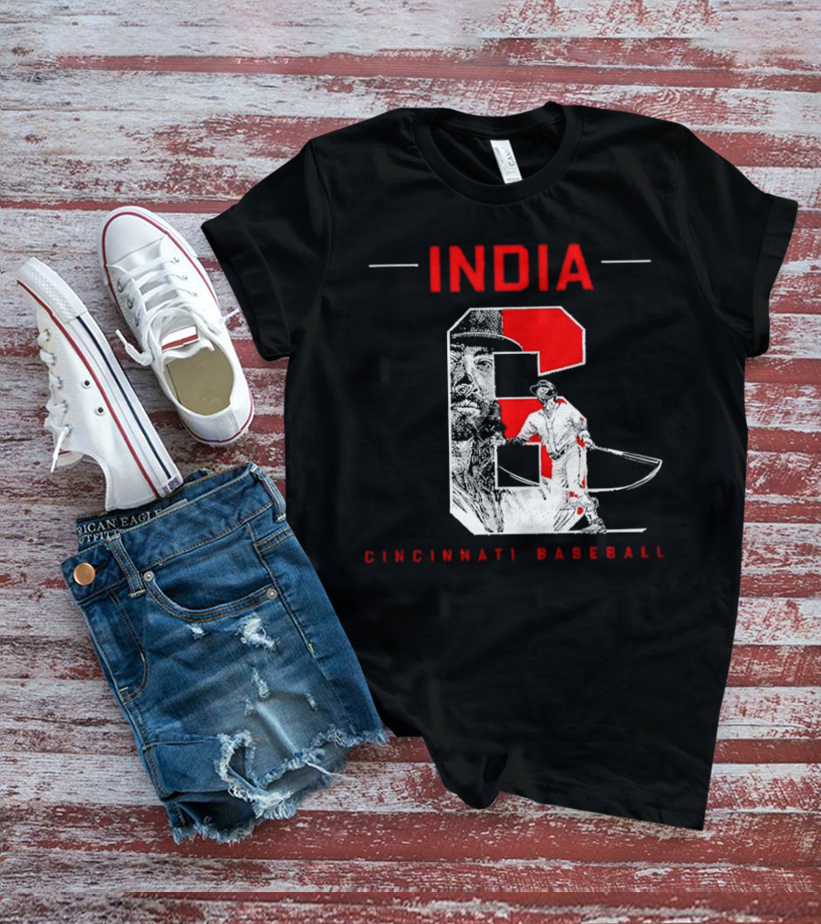 India Cincinnati Baseball Player T-Shirt