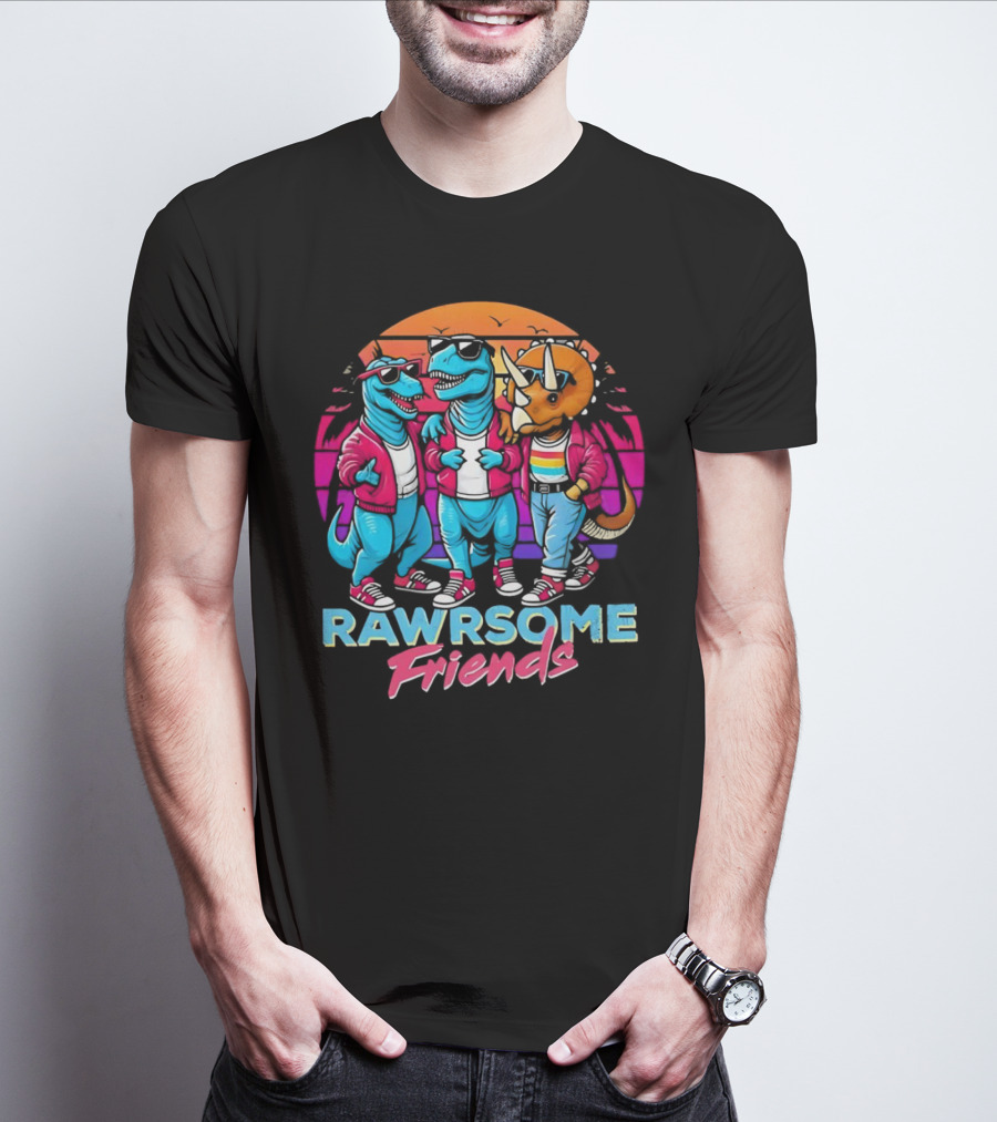 Rawrsome Friends Juna Duncan Retro Dinosaur Crew T-Shirt