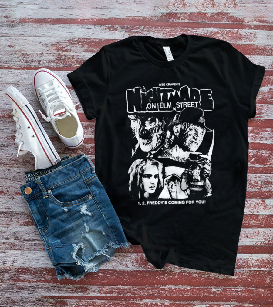 Wes Craven's A Nightmare On Elm Street 1, 2, Freddy's Coming For You T-Shirt