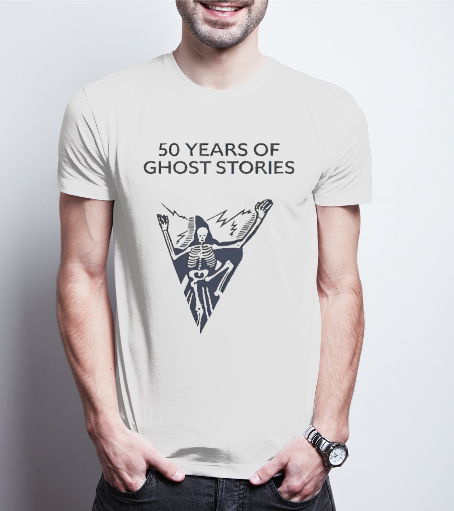 50 Years Of Ghost Stories Skeleton With Lightning Bolt T-Shirt