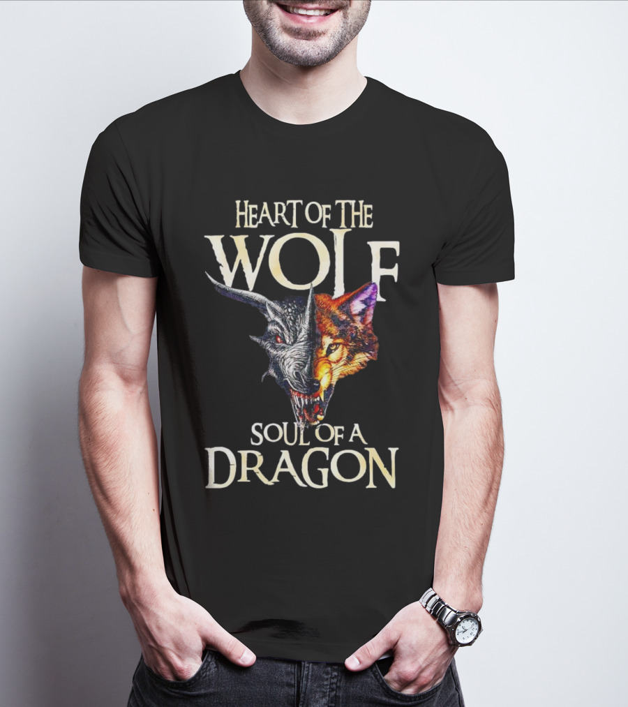 Heart Of The Wolf Soul Of A Dragon Wolf-Dragon Hybrid Duality T-Shirt