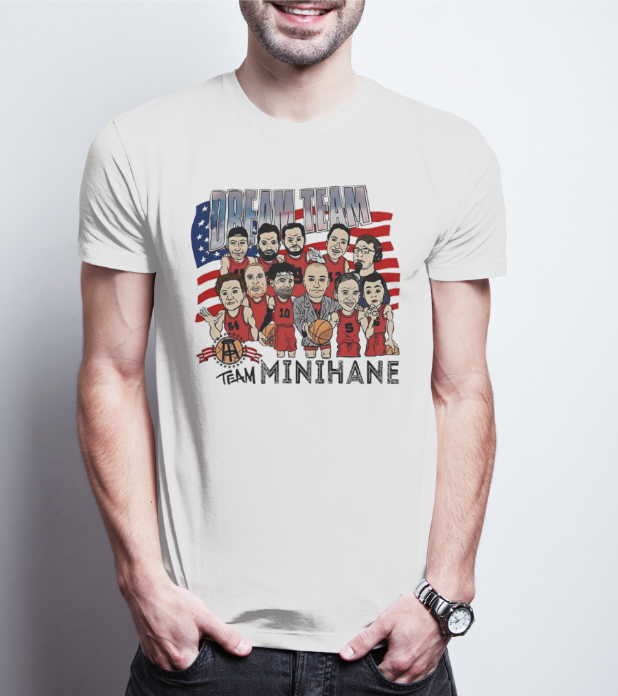 Dream Team Minihane Basketball USA Flag Characters T-Shirt