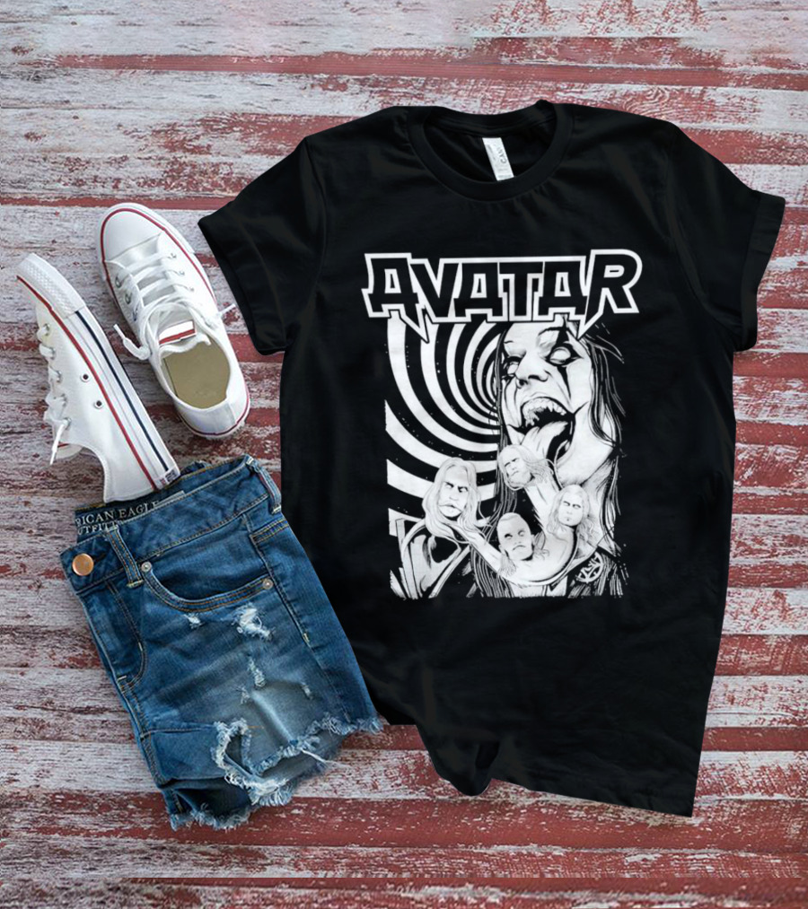 Avatar Band Graphic With Swirling Tongue Faces T-Shirt