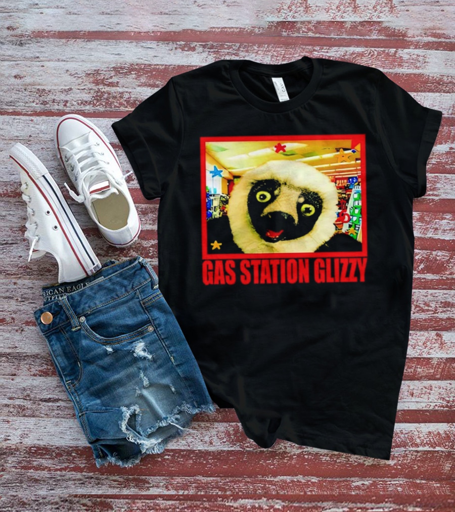Gas Station Glizzy Funny Lemur Cartoon Inside Store T-Shirt
