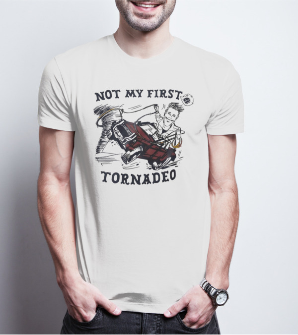 Not My First Tornadeo Glen Powell Riding Red Car In Tornado Sketch T-Shirt