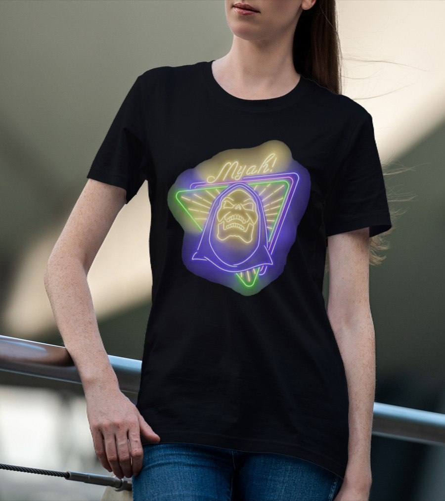 Skeletor Neon Myah Retro 80s Glowing Triangle T-Shirt