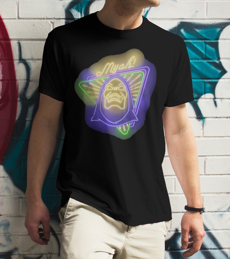Skeletor Neon Myah Retro 80s Glowing Triangle T-Shirt