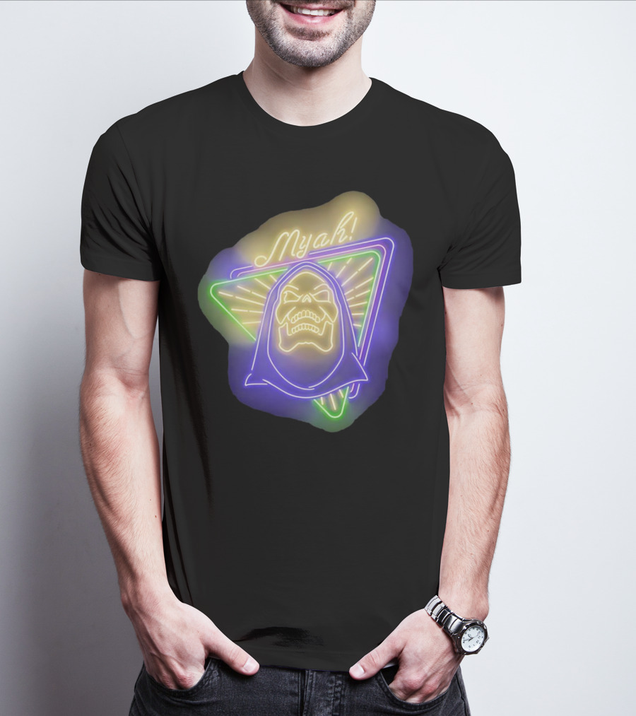 Skeletor Neon Myah Retro 80s Glowing Triangle T-Shirt