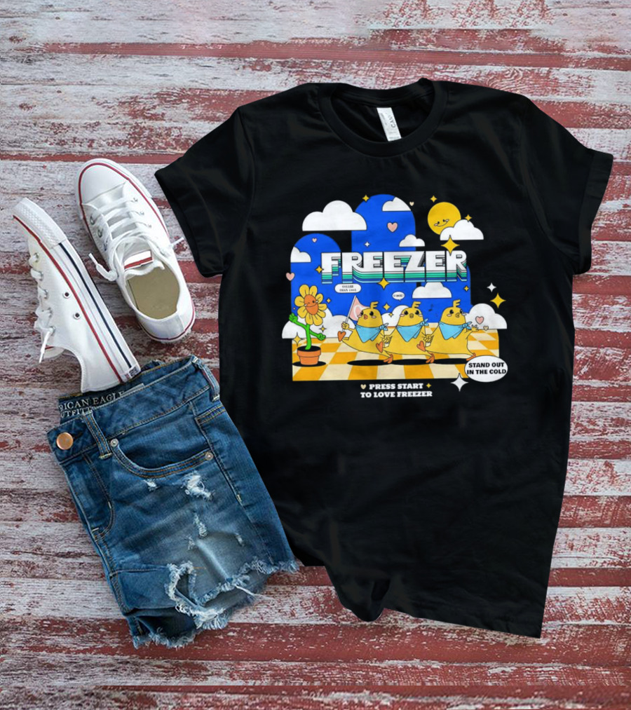 Press Start To Love Freezer Stand Out In The Cold 본체의 차가운 감성 T-Shirt