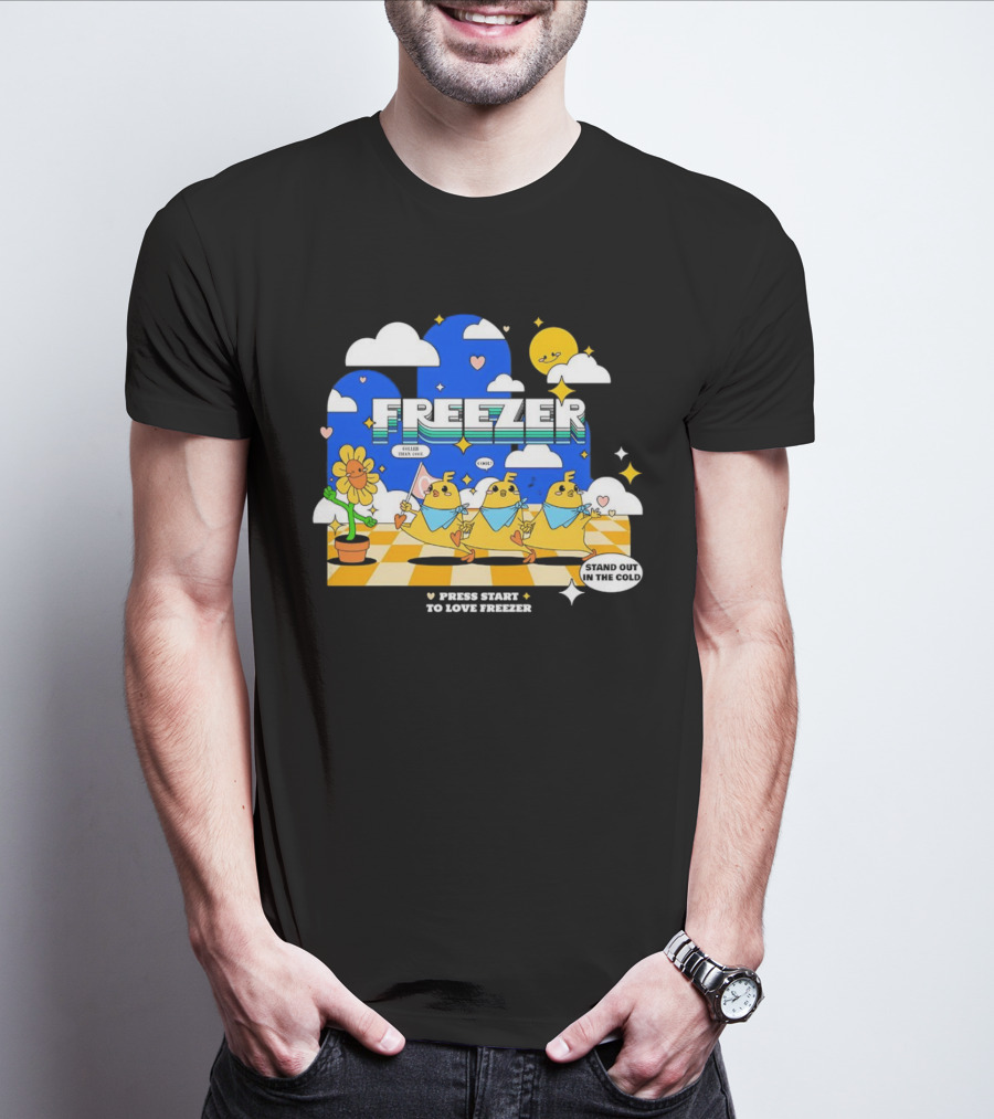 Press Start To Love Freezer Stand Out In The Cold 본체의 차가운 감성 T-Shirt