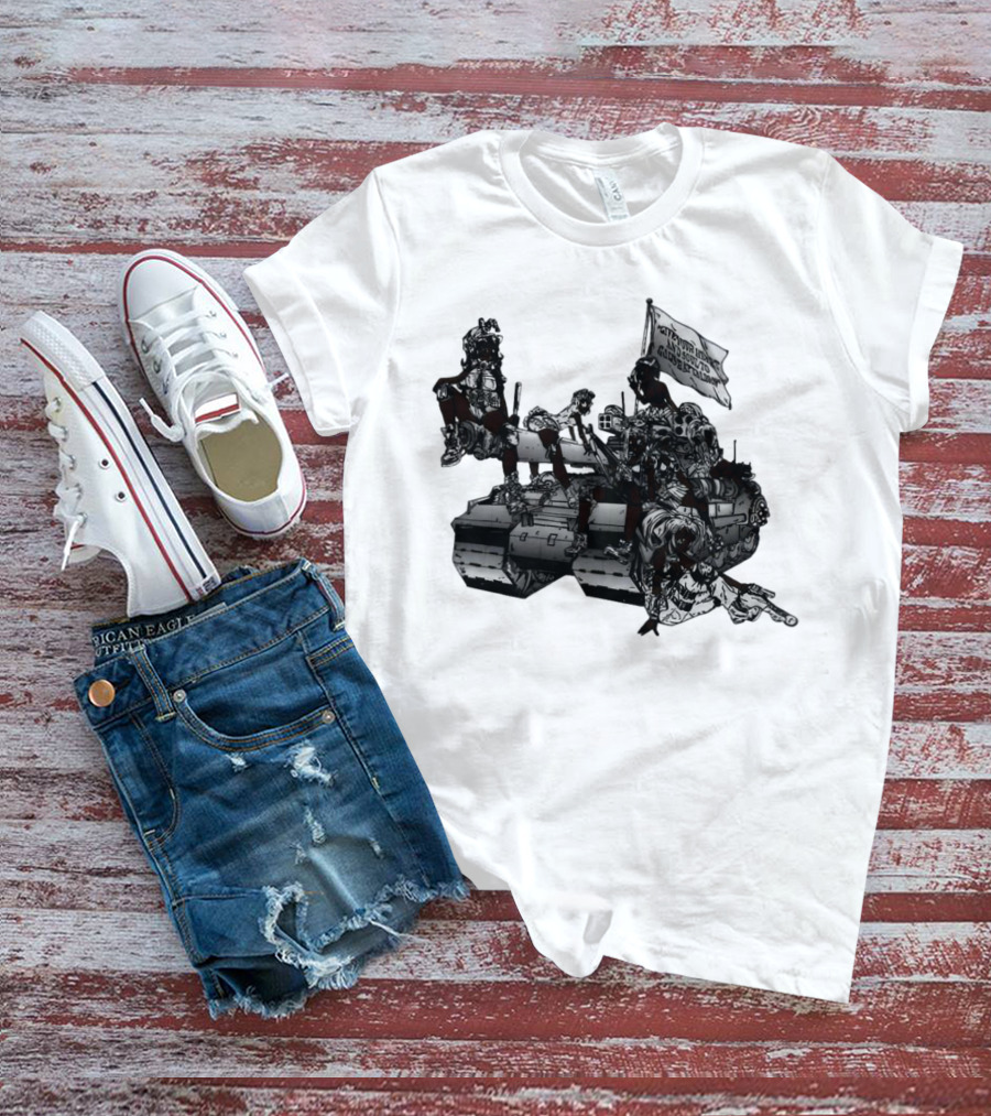 Gods Battalion Cloud White Ebony Battalion Tank With Warriors And Flag T-Shirt