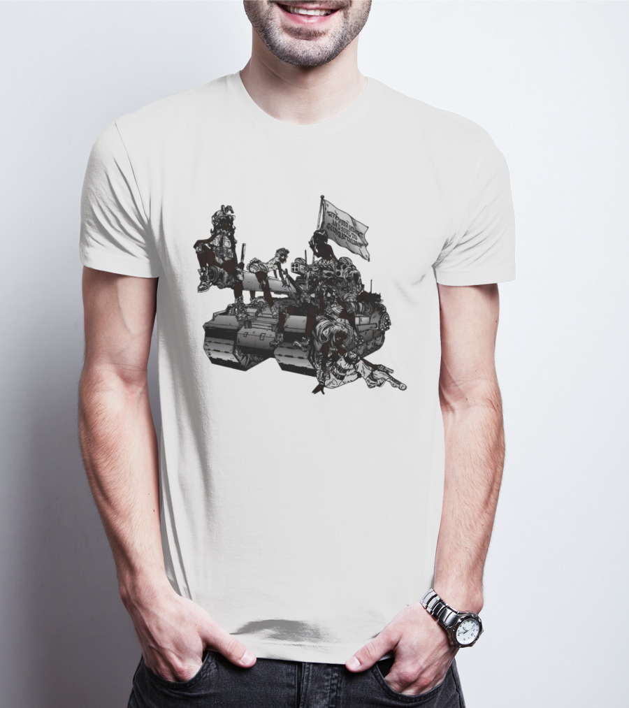 Gods Battalion Cloud White Ebony Battalion Tank With Warriors And Flag T-Shirt