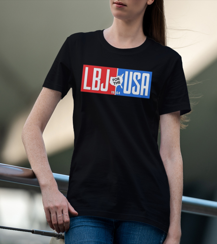 LBJ For The USA 1964 Vintage Political Campaign Red White Blue USA Map T-Shirt