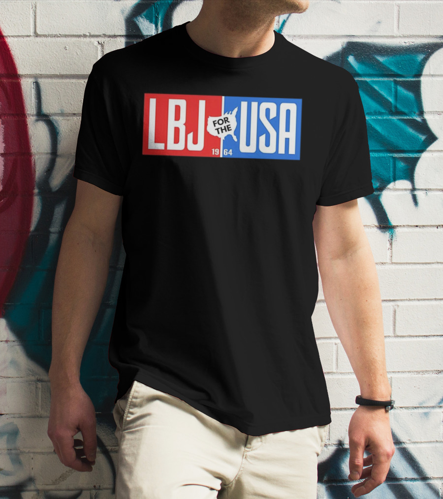 LBJ For The USA 1964 Vintage Political Campaign Red White Blue USA Map T-Shirt