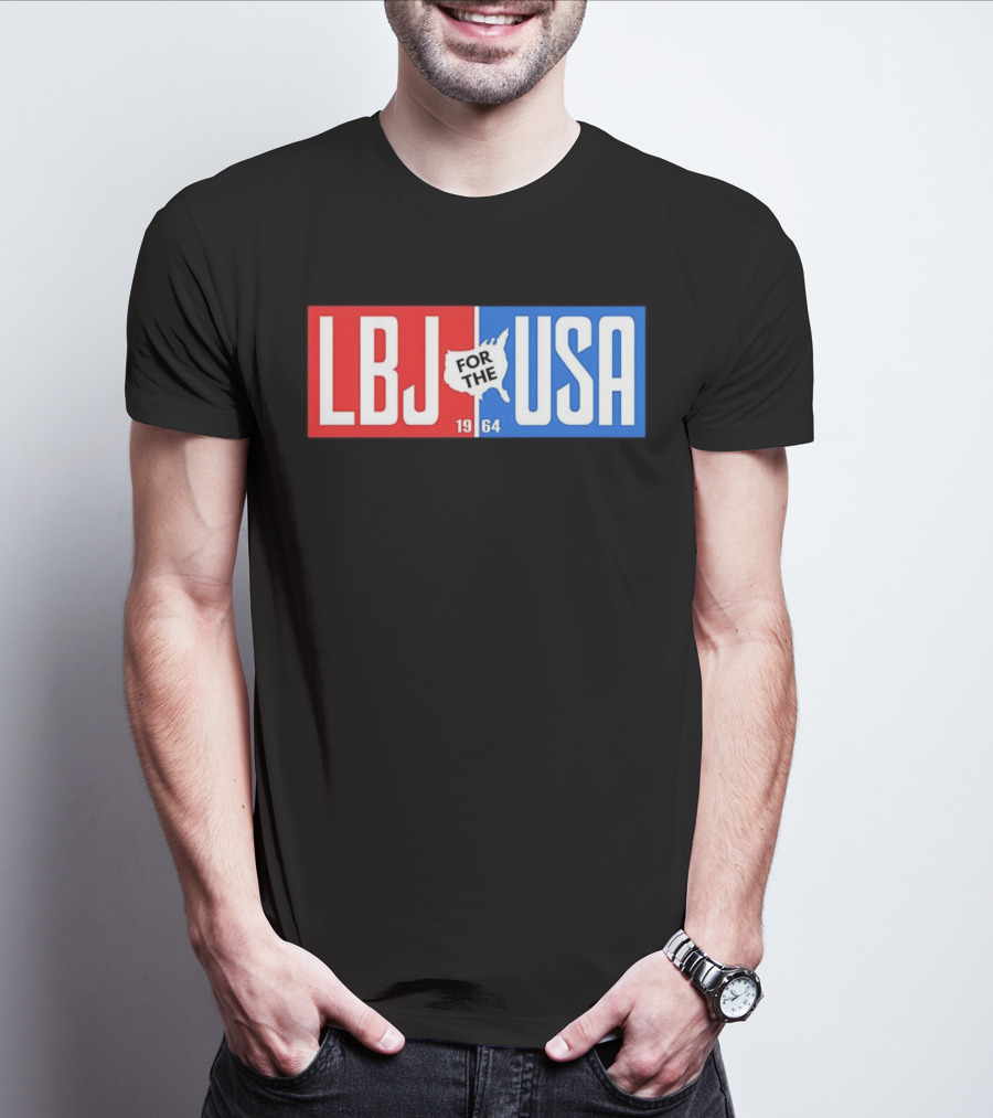 LBJ For The USA 1964 Vintage Political Campaign Red White Blue USA Map T-Shirt