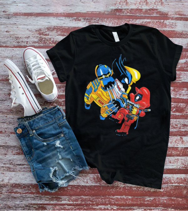 Wario And Mario As Wolverine And Deadpool Face-Off In Colorful Crossover T-Shirt