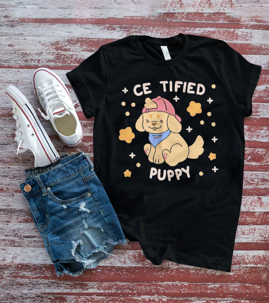 Certified Cute Puppy With Hat And Bandana T-Shirt