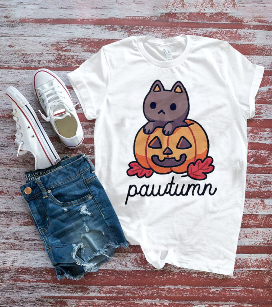 Halloween Cat Pawtumn Pumpkin T-Shirt