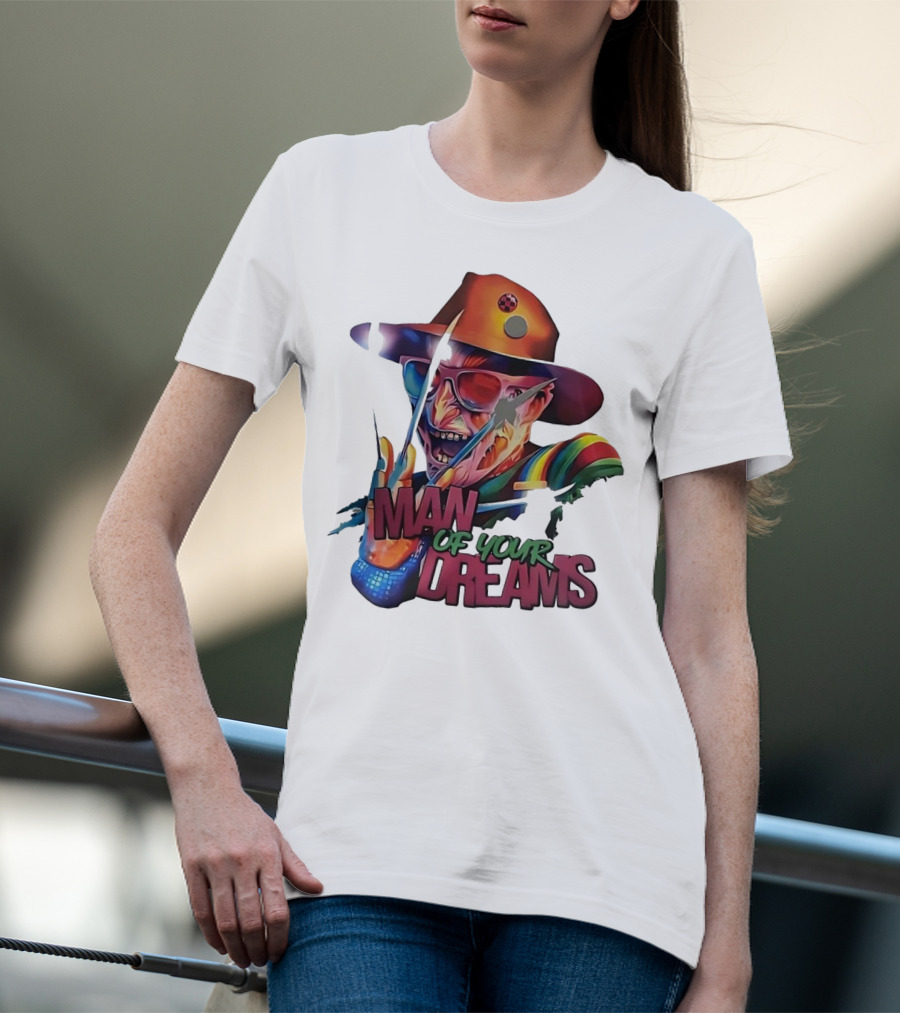 Freddy Krueger Rainbow Hat Sunglasses Claw Man Of Your Dreams T-Shirt