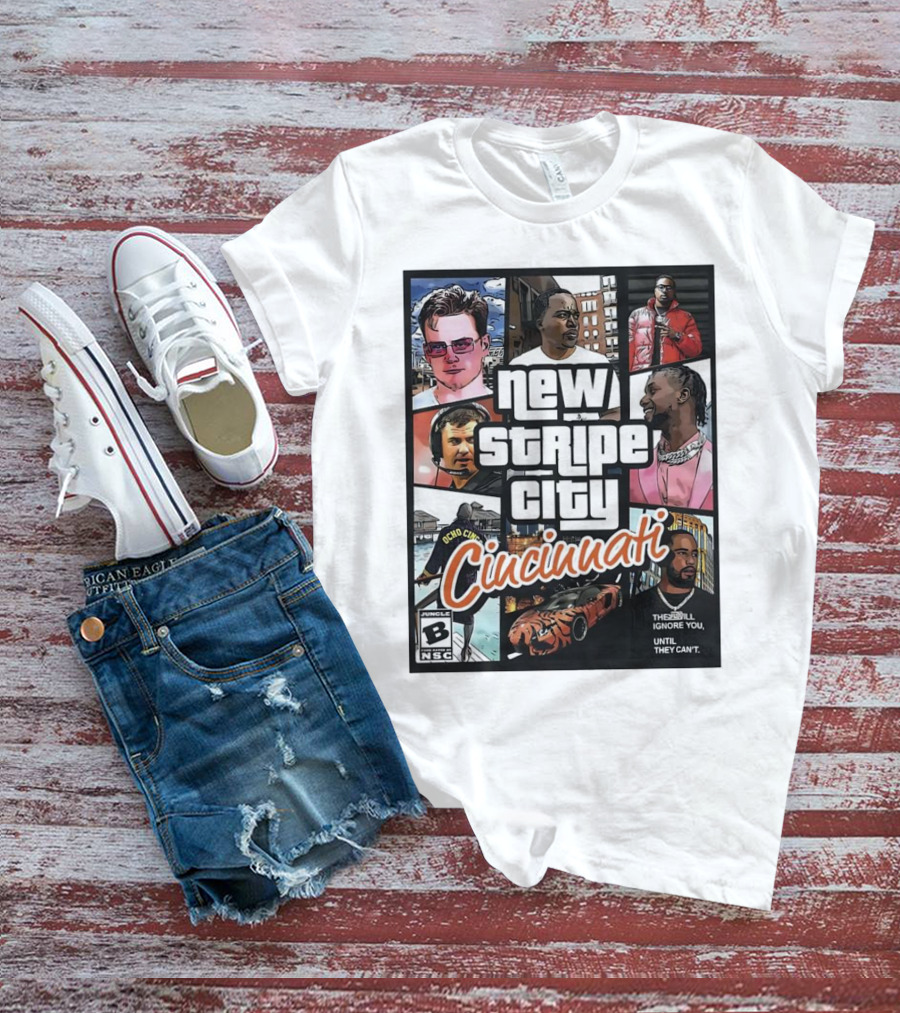 New Stripe City Cincinnati Icons Comic Style NFL T-Shirt