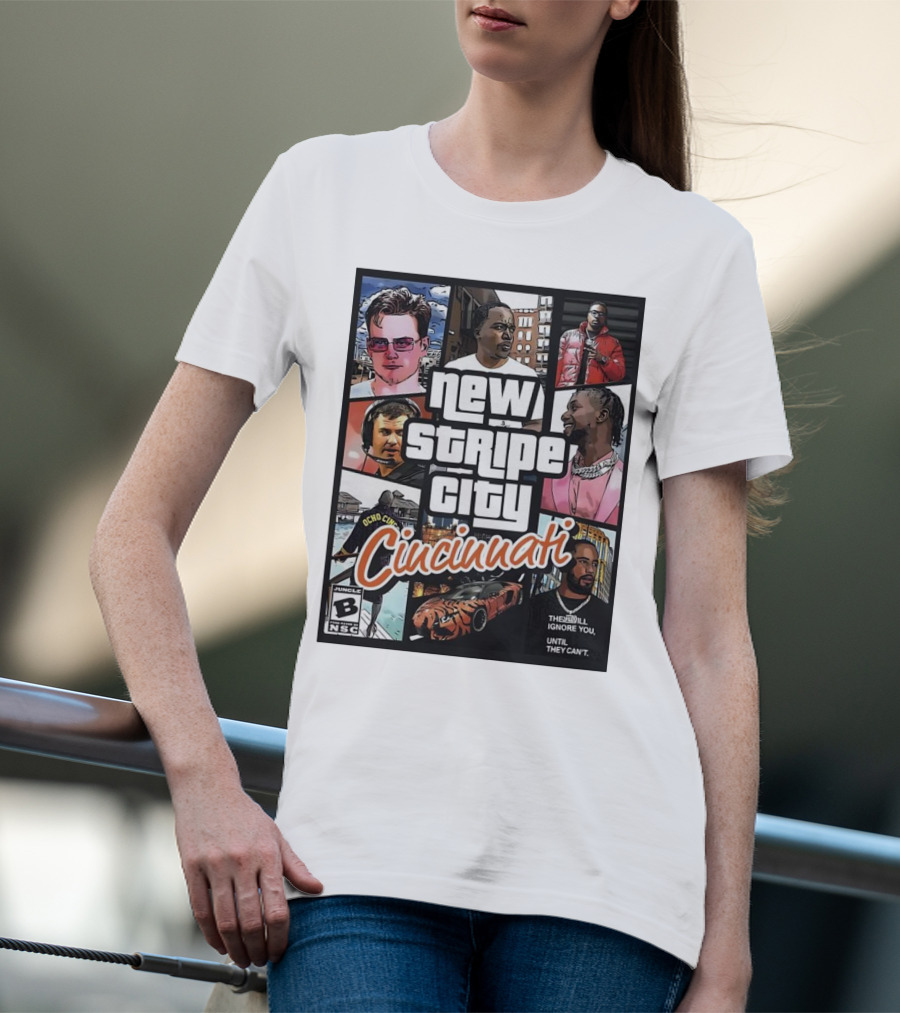 New Stripe City Cincinnati Icons Comic Style NFL T-Shirt