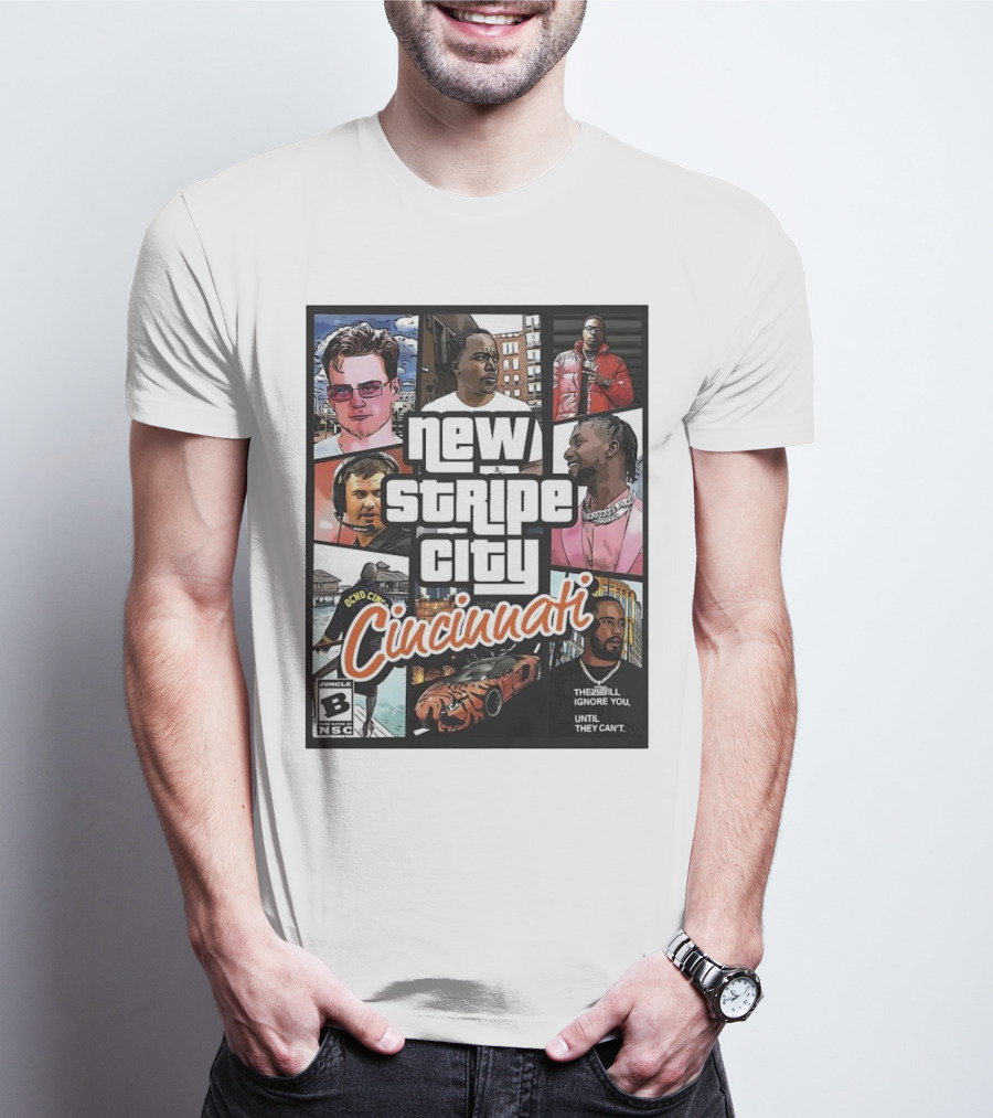 New Stripe City Cincinnati Icons Comic Style NFL T-Shirt