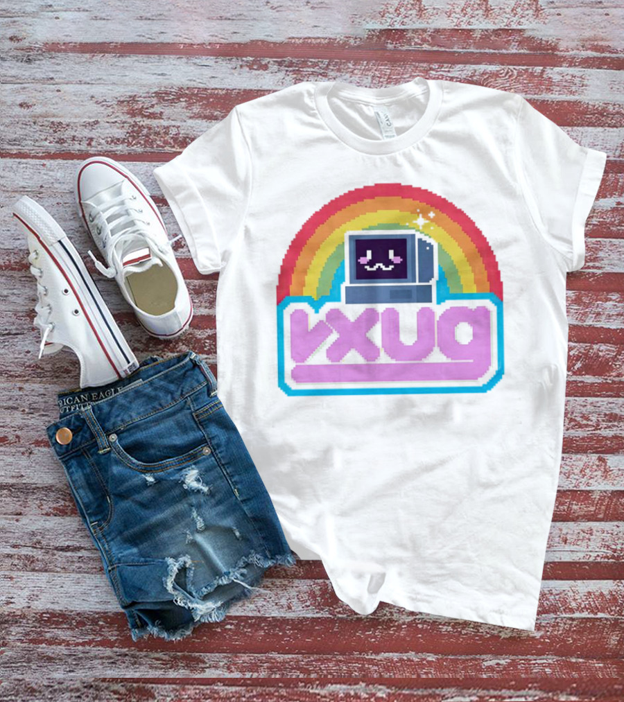 Rainbow Vxug Pixel Art Retro Computer T-Shirt