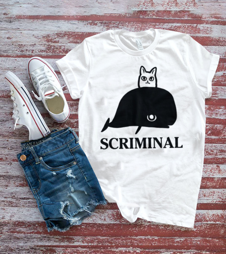Scriminal Cat On Whale T-Shirt