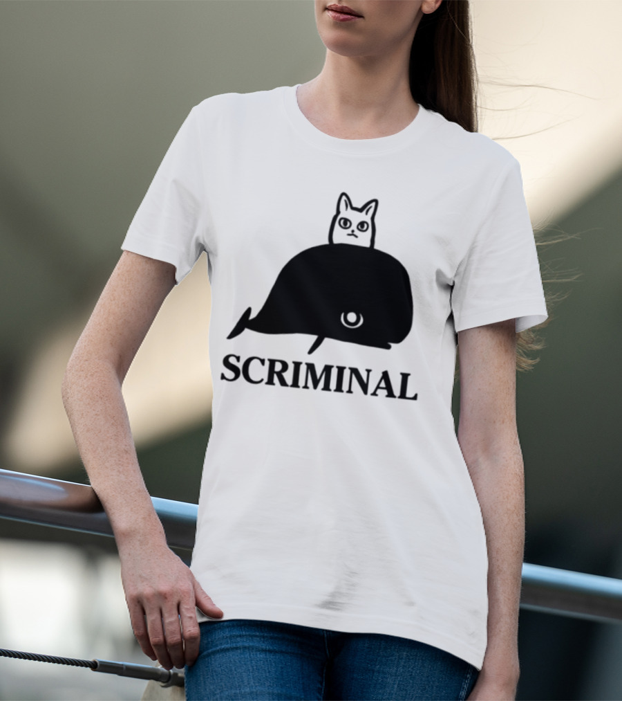 Scriminal Cat On Whale T-Shirt