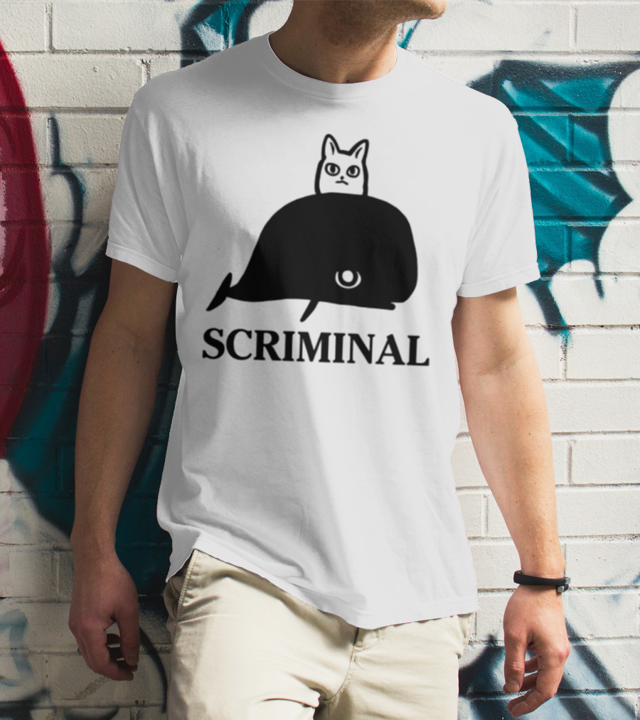 Scriminal Cat On Whale T-Shirt