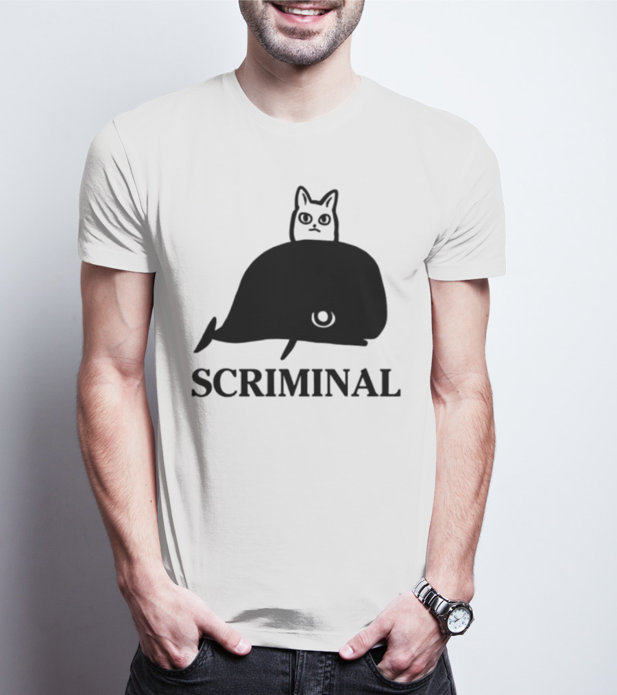 Scriminal Cat On Whale T-Shirt